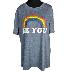 3/$25 NWOT | "Be You" Rainbow Motivational Graphic T-Shirt Short Sleeve | XLarge